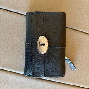 Fossil Black Trifold Leather Wallet